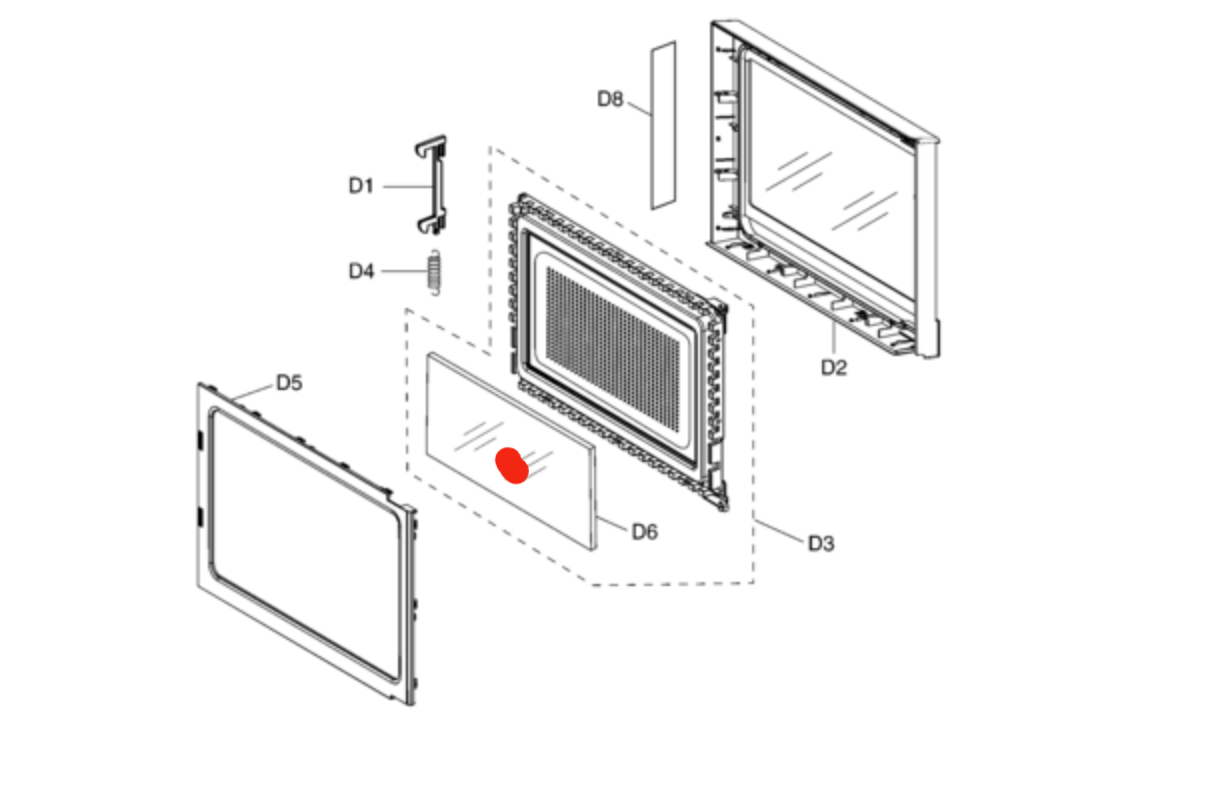 Panasonic Microwave Door Middle Screen NN-SF550W, NN-Sf564W, NN-SF574S , 59L70XP_description(1)