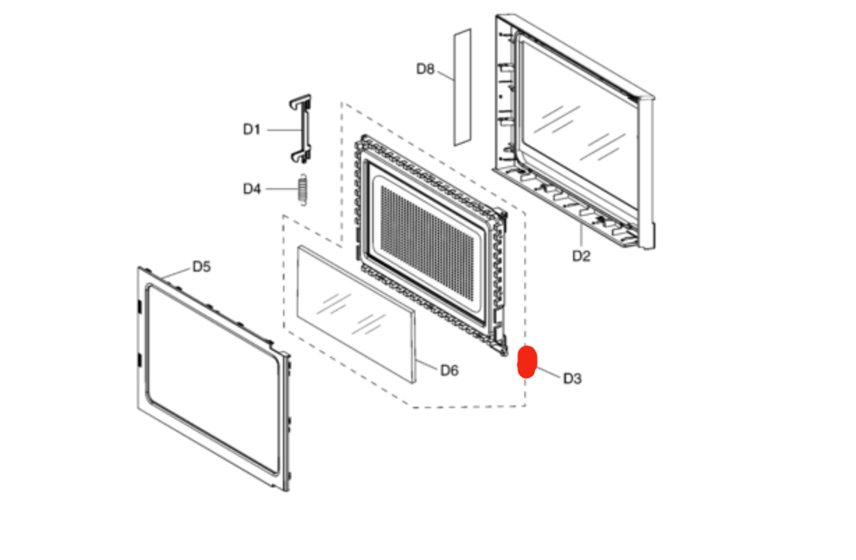 Panasonic Microwave Door Middle NN-SF550W, NN-Sf564W, NN-SF574S NN-SF564W_description(1)