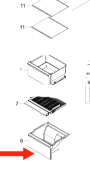 Samsung Fridge Lowest Drawer BIN srs674dls, SRS694NLS, RS62R5011M9/SA_description(1)