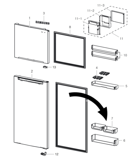 samsung fridge door HALF shelf LEFT OR RIGHT sr320mls, SR319MW, SR340MW, *08117A_description(1)