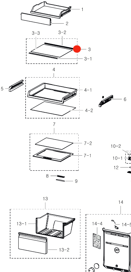 Samsung Fridge shelf first shelf from top SR320MLS SR319MW ,_description(1)