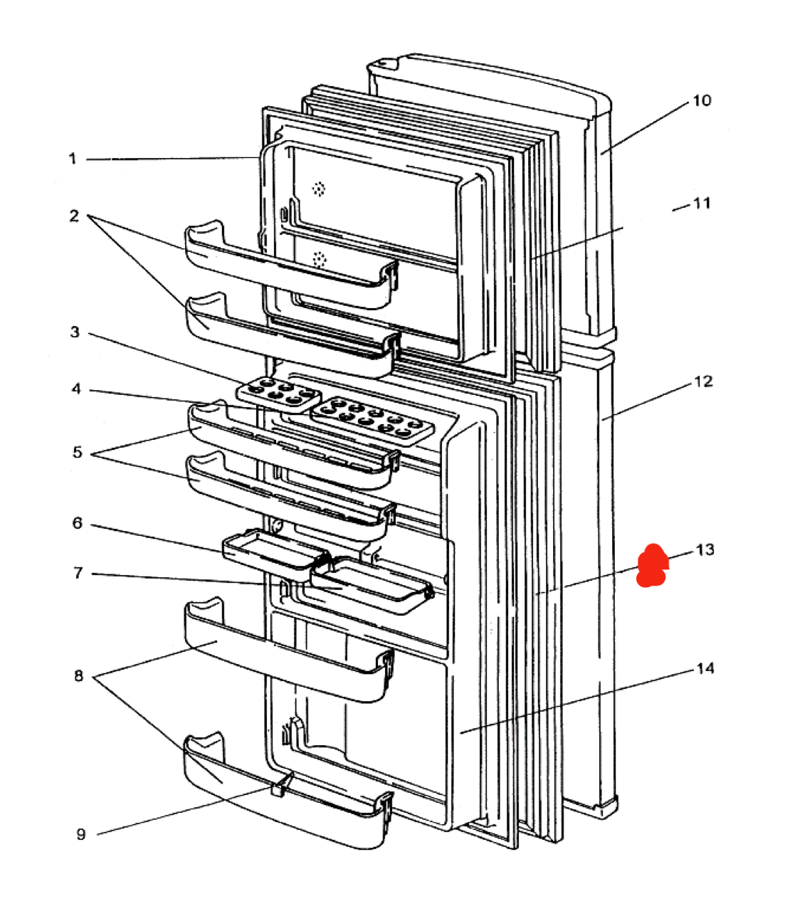 Mitsubishi Fridge Door Seal Gasket MR 255 jMR-255J-A1 MR-255J-A(NZ)1, A78110_description(1)