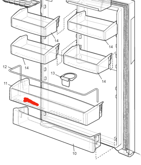 Westinghouse SIMPSON Electrolux fridge BOTTLE SHELF EBM5107SC ETM5207SC, 48042_description(2)