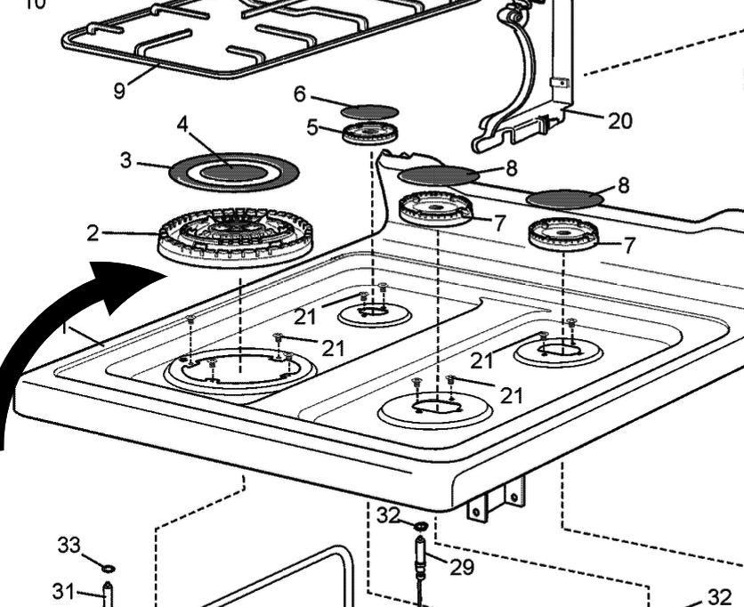 Westinghouse Simpson Electrolux Cooktop Oven FROM NG TO LPG SET Nozzle Jet guj517, WITH WOK BURNER *243_description(2)