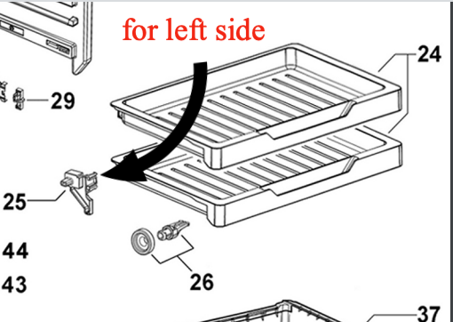 Fisher Paykel fridge freezer Drawer Skid tray LEFT SIDE ,_description(1)
