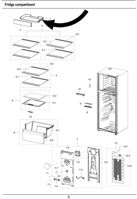 samsung fridge Chiller Shelf Tray Fresh Room SR342WTC, SR341MLS, *329A_description(1)