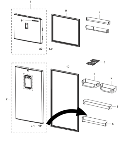 samsung fridge door Bottle shelf SR-21NME, SR-21WME, SR-24NME, SR-24WME, SR25NME, SR-25NME, 00681A._description(2)