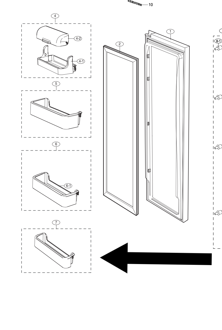 samsung fridge Door shelf 1ST from low SRS584NLS, srs589enp,_description(1)