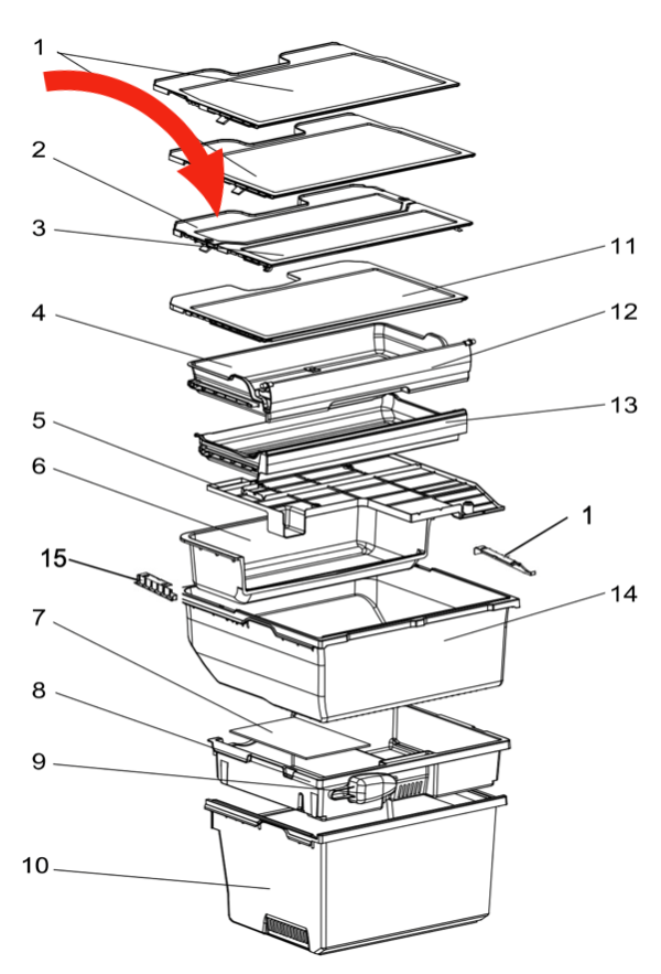 Mitsubishi Fridge Glass Shelf Rear MR-CGX492EP-GSL-A2 *J8427_description(1)