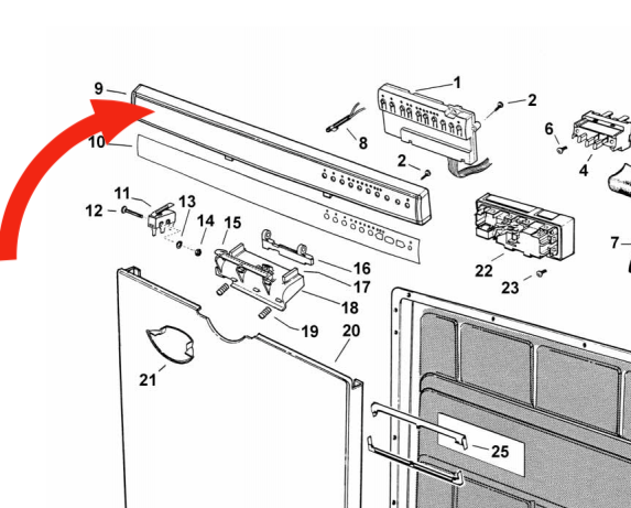 Fisher Paykel Dishwasher Control panel White 913T, 912T, DW913T, DW913, DW912T, DW912, *1127_description(1)