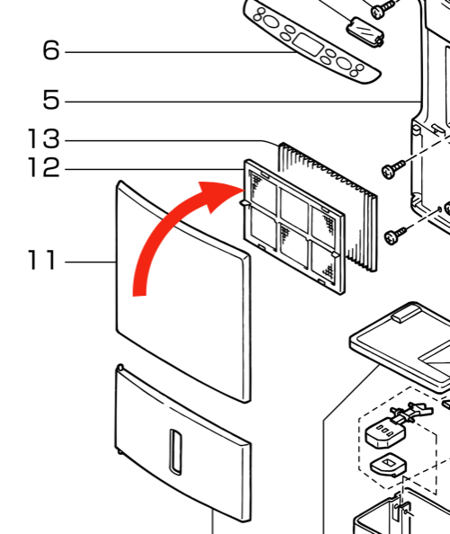 MITSUBISHI DEHUMIDIFIER AIR FILTER frame or holder  MJ-E20TX-A1, MJ-E16VX-S1, Version 2_description(1)