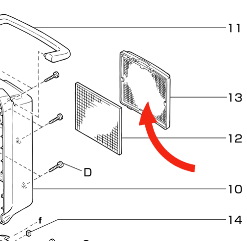 MITSUBISHI DEHUMIDIFIER AIR FILTER GUARD or filter holder or filter cover MJ-E16VX-A1, MJ-E22VX-A1, * version 1_description(1)