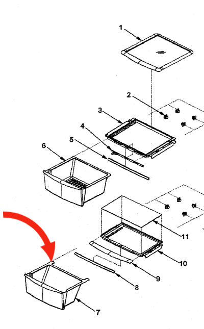 FP and Ge Jennair fridge and freezer veggie bin XRSS264BS XRSS264BW_description(1)