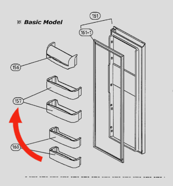 SMEG Fridge door 2nd shelf from top SR650XA, FA161MX, MIDDLE 2nd or 3rd SR660xa,*27250, _description(2)