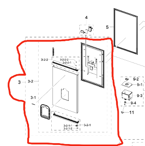 Samsung Fridge Door Assy  RB4000N RB30N4020S8/SA SRL335NLS, *970C_description(1)