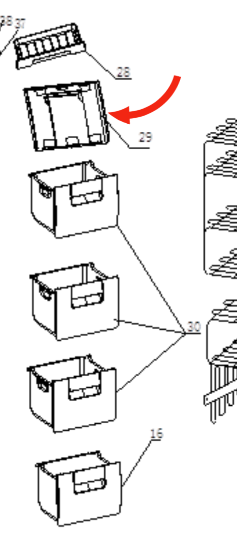 NOUVEAU HS-241FN 185L WHITE UPRIGHT FREEZER front cover upper shelf,_description(1)