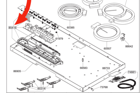 Smeg cooktop main pcb SE2772TC2,_description(1)
