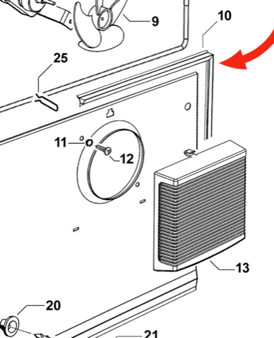 Fisher Paykel Back panel seal Inside of Freezer C170T, C250T, N169T, N249T, E249T, RF249T, RF169T,_description(1)