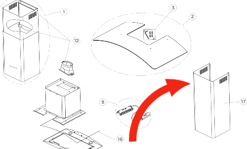 Fisher Paykel Rangehood Chimney extension HC90CGX1 80700-A 81337A,_description(1)