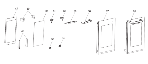 Parmco OVEN COMPLETE  DOOR including Hinge and Handle OX7-3-6S-5  OX7-3-6S-8, Verso X5F,_description(1)