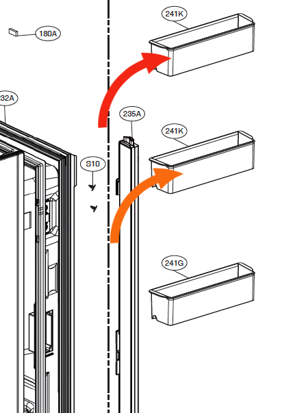 LG Fridge Door top or middle Shelf for Left door GF-D708BSL GF-V708MBSL ,_description(1)