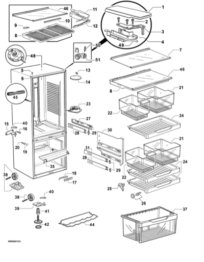 Fisher Paykel Fridge Veggie bin E413T, E440T, Or Freezer Bin on E442BRM,_description(1)