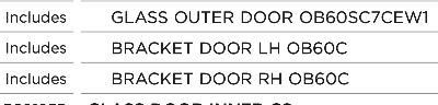 Elba Oven OUTER DOOR GLASS OB60SC5CRW1 85345-B 85345-A,_description(1)