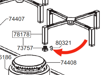 Smeg Cooktop Trivet foot feet Spring PX140BE, PX140D, PX140NL, PX140NLK_description(1)