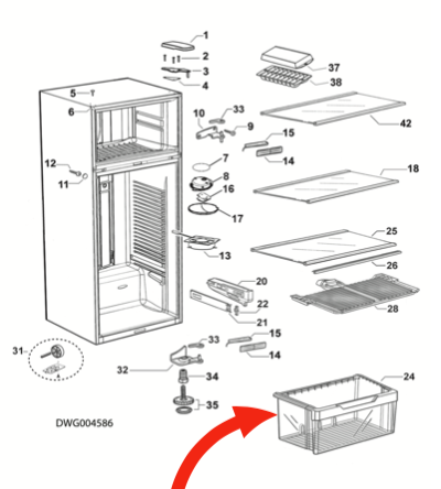 Elba Fisher Paykel fridge LARGE Freezer Bin E402B, E372B, OR Veggie Bin draw E381T E411T RF331T 6659_description(2)