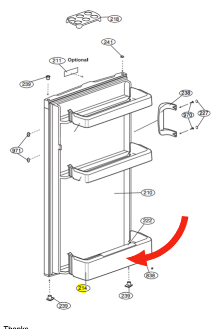 Beko Fridge Bottle shelf  TSE1283X,_description(1)
