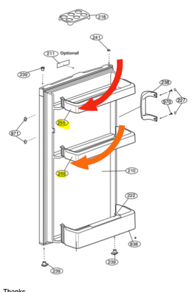 Beko Fridge MIDDLE OR UPPER SHELF shelf  TSE1283X,_description(1)