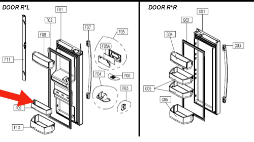 Westinghouse and Smeg Fridge Middle LEFT hand door SF640S-1,_description(1)