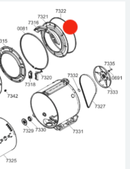 ASKO WASHING MACHINE TUB GASKET WM-70 UL4 W6863, W6444,_description(1)
