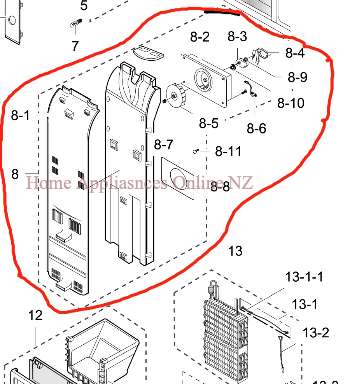Samsung Freezer side fan motor Assy SRS584DP, RS21DAMS,_description(1)