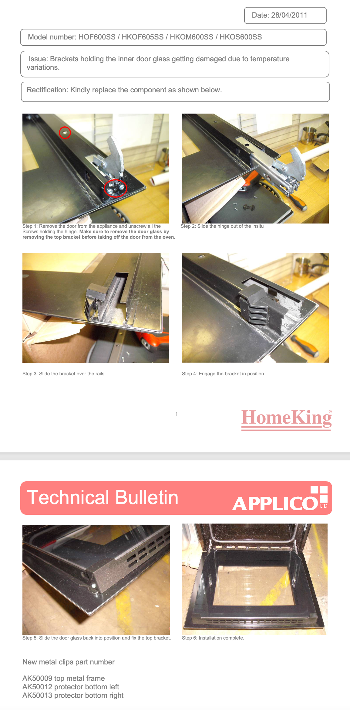 HOMEKING Oven door top cover HKOS600SS, HOF605SS, HKOM600SS,_description(1)