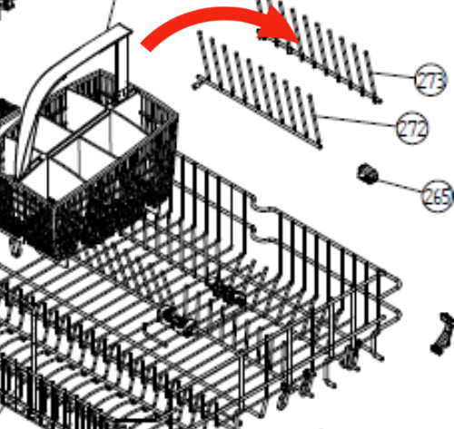 Asko Dishwasher Lower Basket Left Hand Short Rack, 273_description(1)