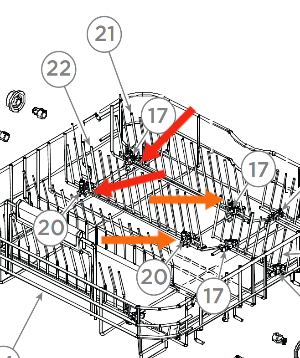 Haier Elba Fisher paykel  Dishwasher Lower Basket clip 1 left and 1 RIGHT side rack Kit_description(2)