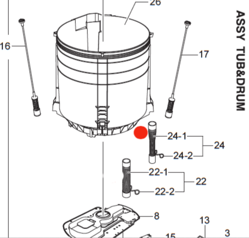 SAMSUNG TUB TO PUMP HOSE SW81ASPIW/XSA SW81ASPIW/YMI SW82ASPIW/XSA SW85ASPIW1/XSA SW95ASPIWT/YMI_description(1)