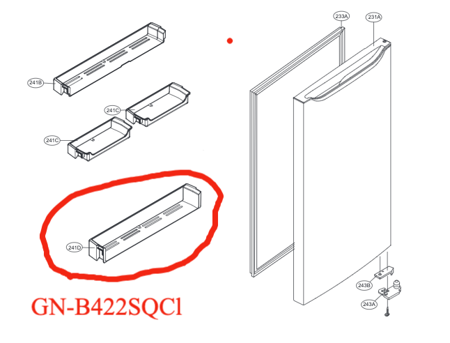 LG Fridge Bottle Shelf GT-427HPLE GT-442SDC GT-442SDC GT-442WDC MAN64008301_description(1)