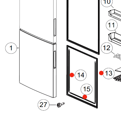 Haier Only FREEZER seal on Door Pack of 3 HBM450SA1 product code 61222-A_description(1)